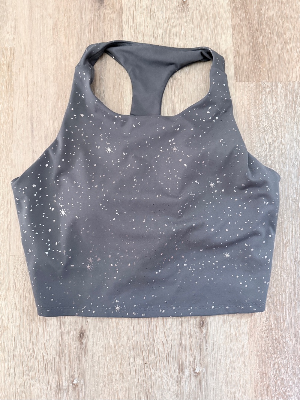 Fabletics Star Print Racerback Crop Top - Charcoal